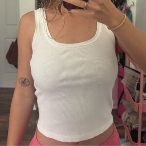 Wild Fable White Ribbed Tank Top